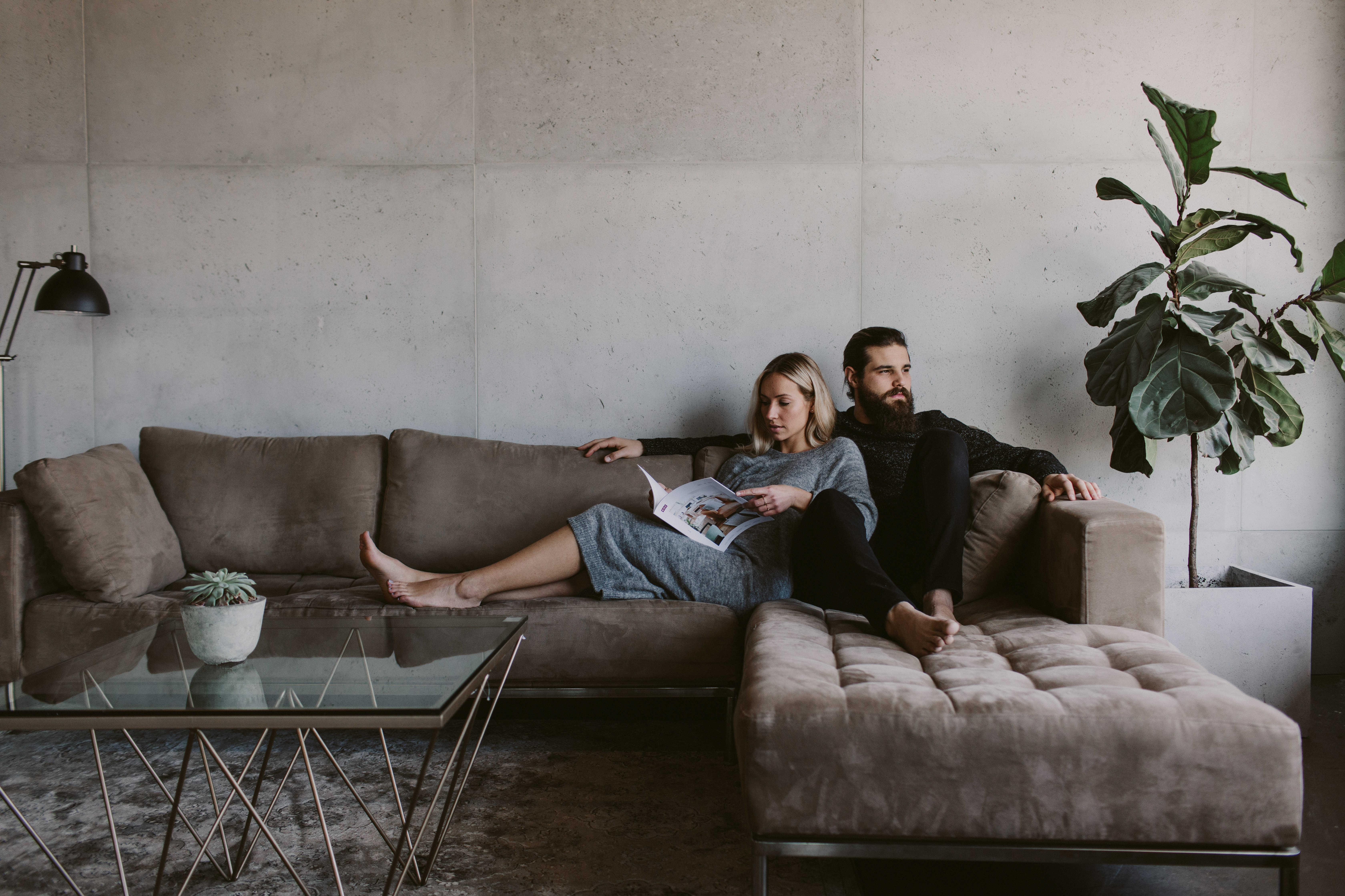 Couple Sitting in their space made with concrete