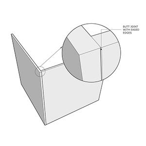 Butt joint with eased edges