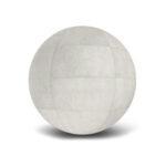 An image of two spheres. The left sphere is light gray color, and the sphere on the right is a dark gray color.